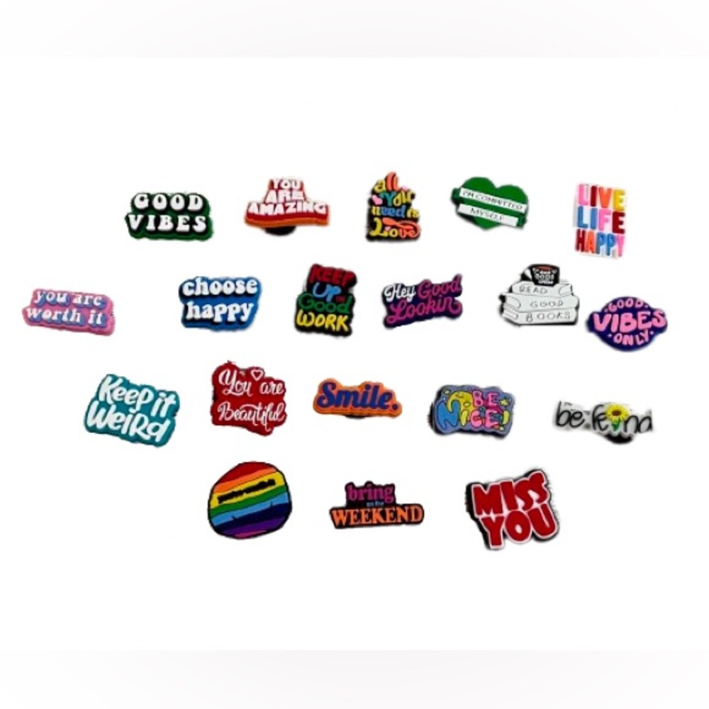 Variety Of Different Sayings/ Words Croc Charms For Boys/Girls/Men/Women- 19 PCs